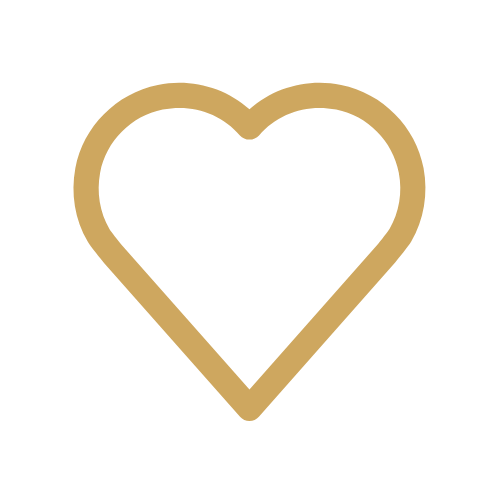 A simple, gold-outlined heart shape centered on a white background.