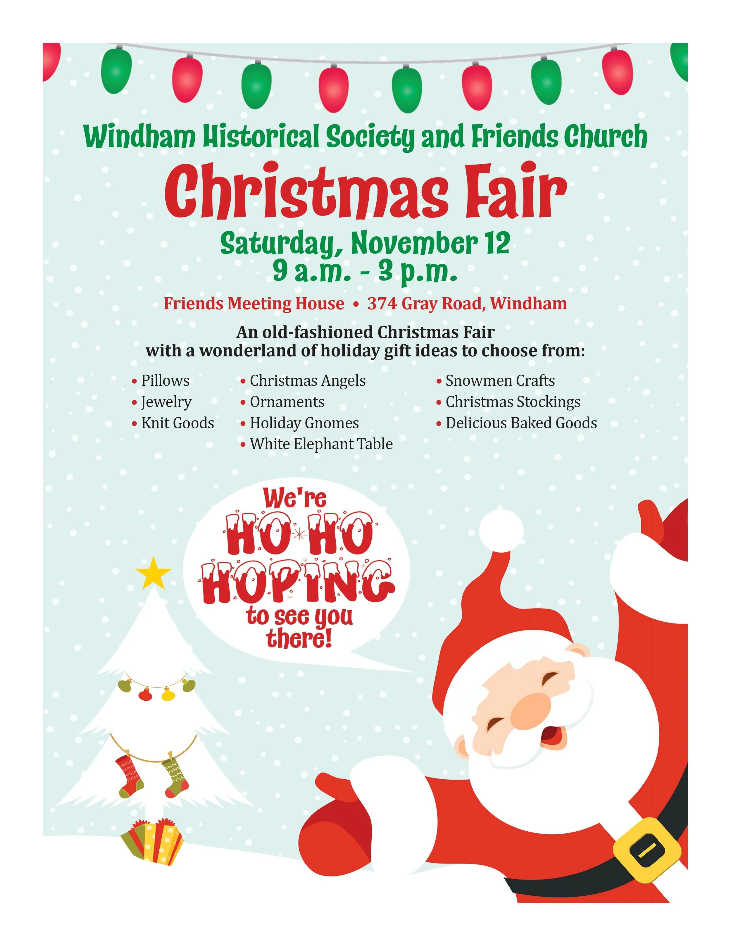 Windham Historical Society and Friends Church Christmas Fair