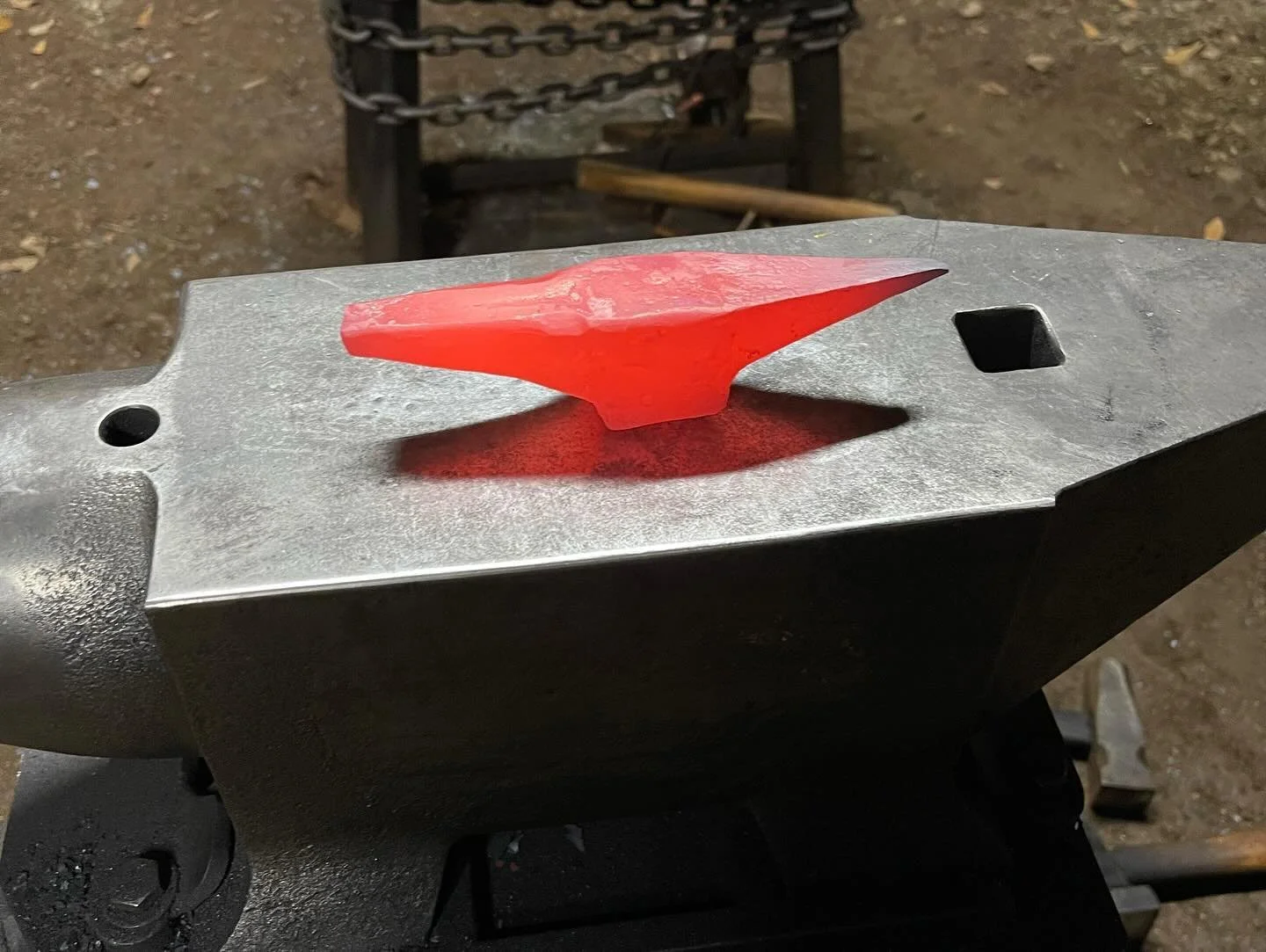 Working on something new and different for me. If this works out like I hope, I&rsquo;ll have a mini Nimba. Forged from 2lbs of 4140. This is as-forged, about 2.5 hours of hand forging. I plan to grind the faces to the correct proportions, then finis