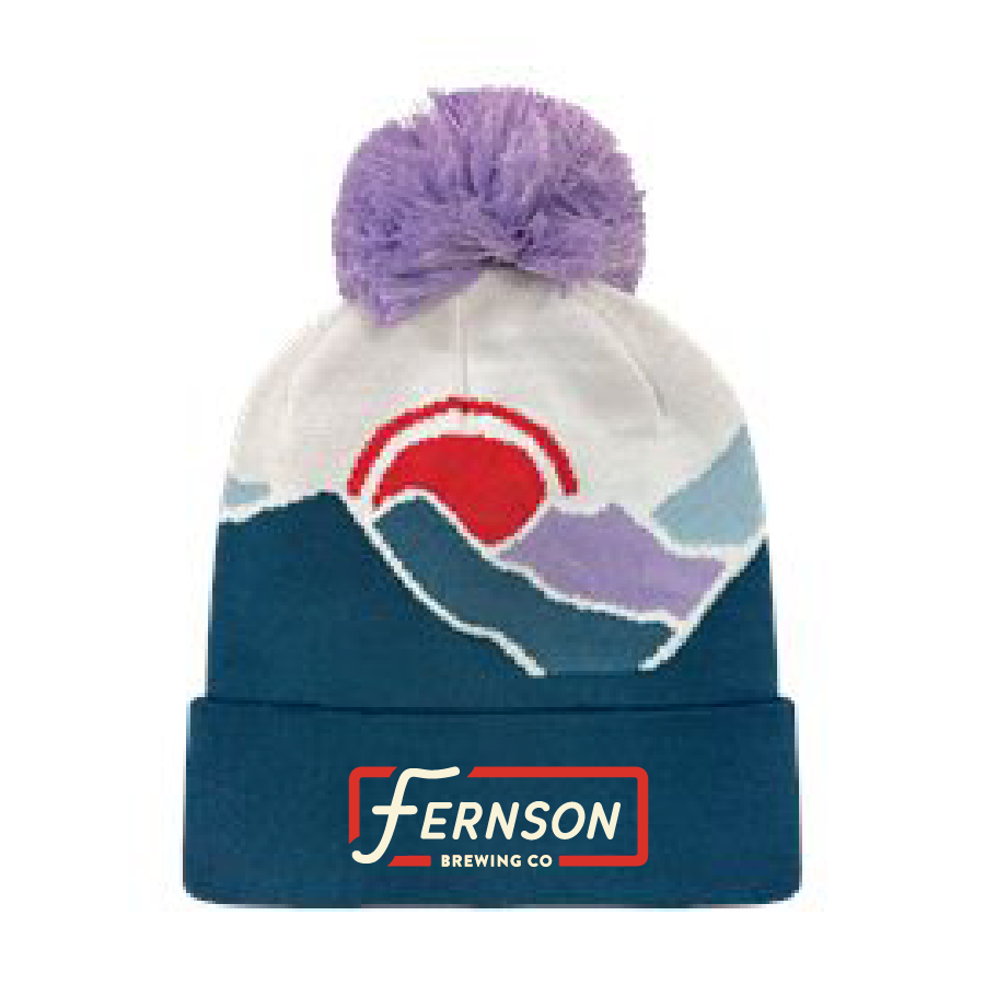 Pom Beanie - Blue/Pink/Red