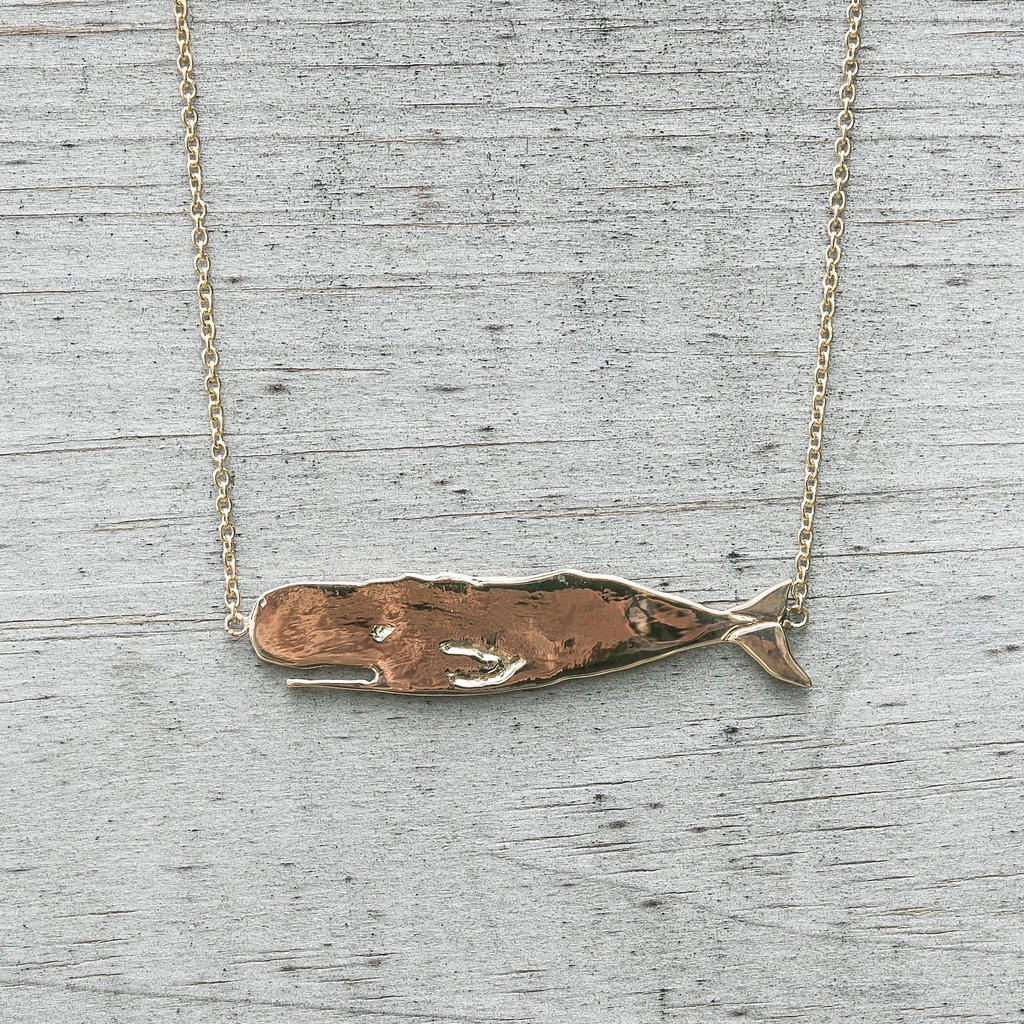14k Yellow Gold 3-D Bowhead Whale Charm Pendant with Polished Finish 