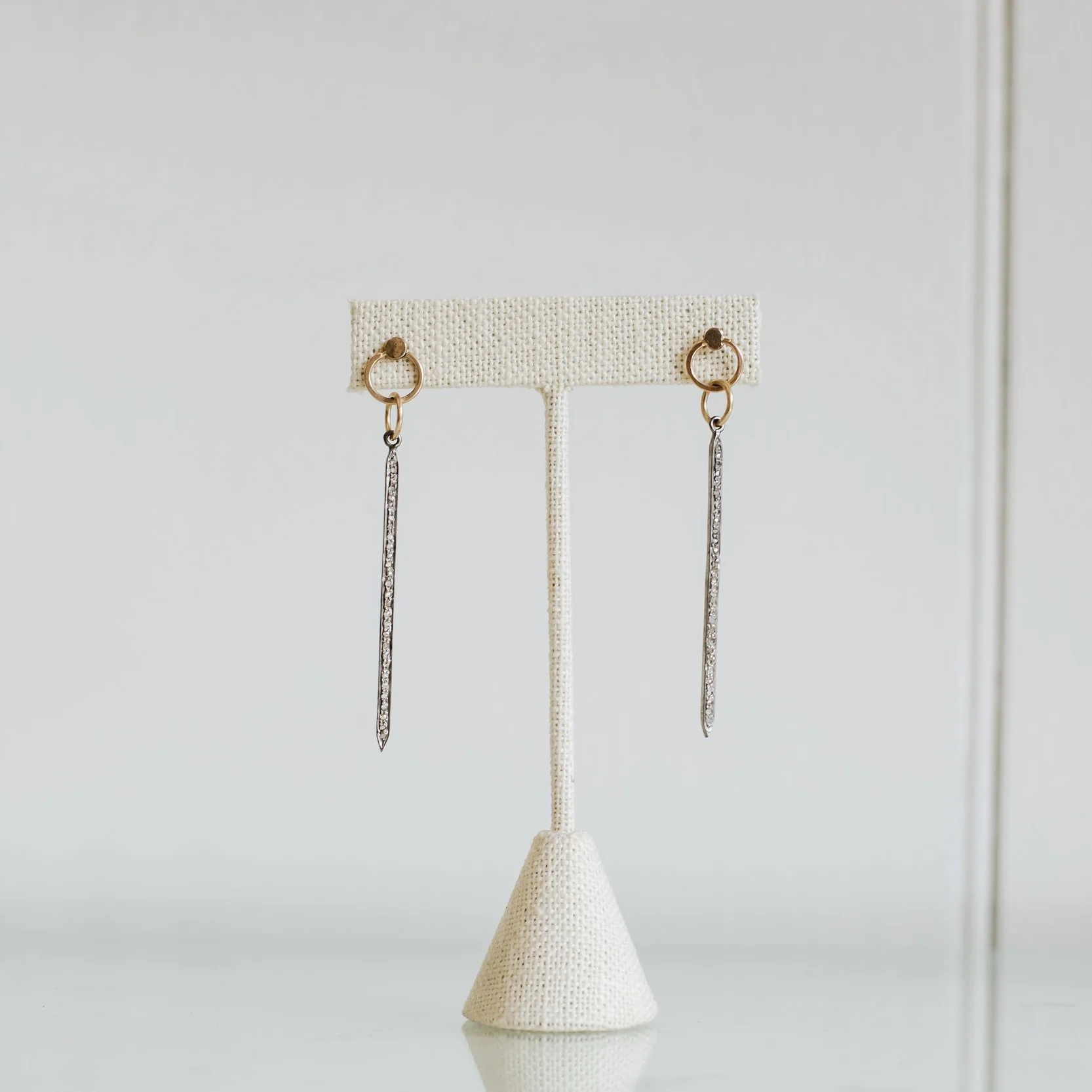 Gray Diamond Spear Earrings