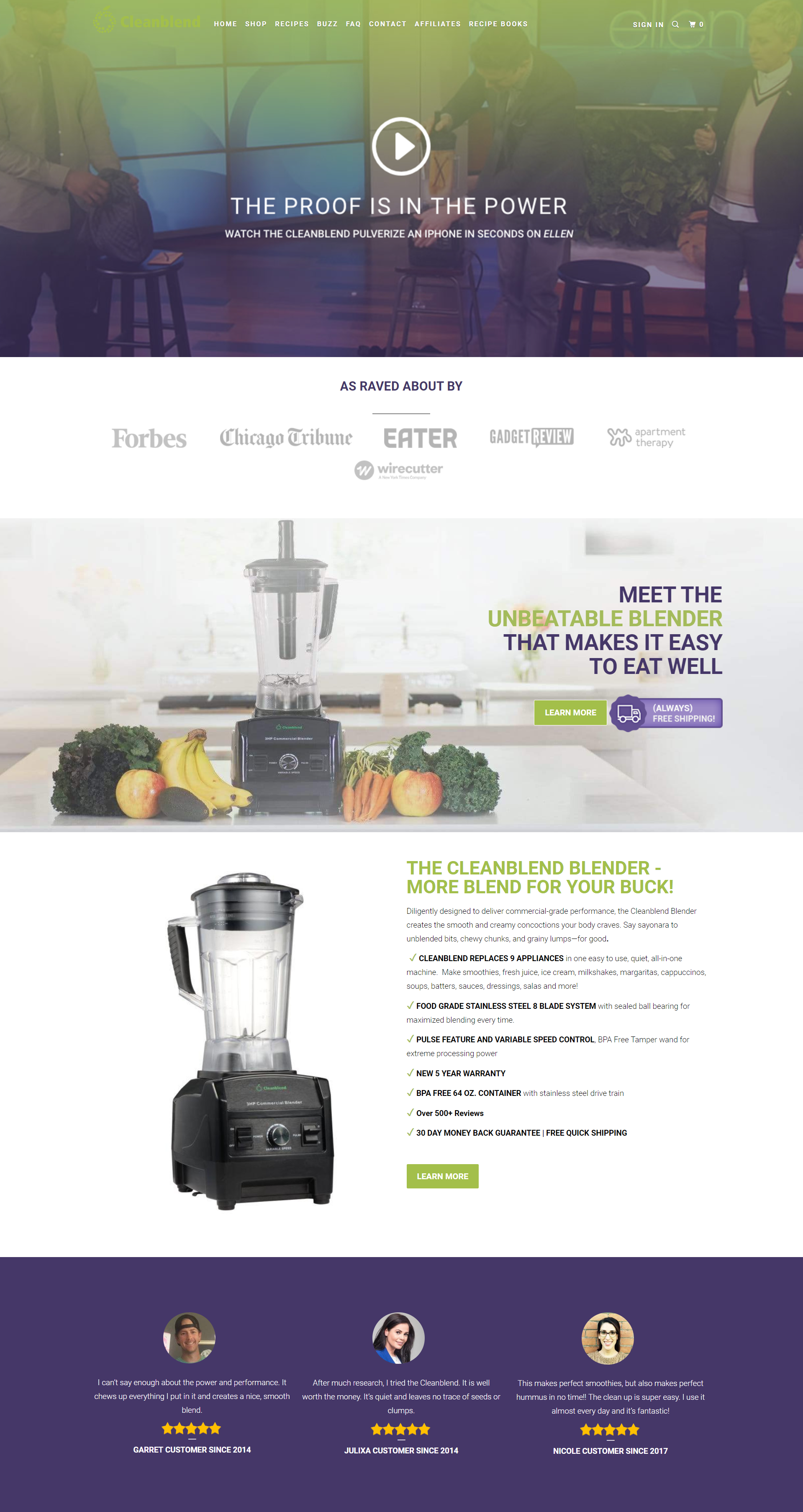 CleanBlend Blender | Landing & Sales Page | Verve & Vigour | Jess Manuszak | freelance print & web conversion copywriter | marketing writer | Denver, Colorado
