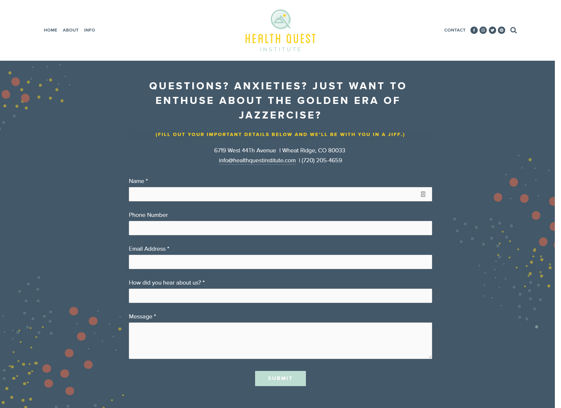 Health Quest Institute│Contact Page | Verve & Vigour | Jess Manuszak | freelance print & web conversion copywriter | marketing writer | Denver, Colorado