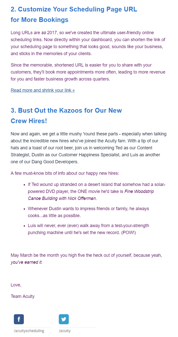 Acuity Scheduling │ Newsletter No. 3 | Verve & Vigour | Jess Manuszak | freelance print & web conversion copywriter | marketing writer | Denver, Colorado