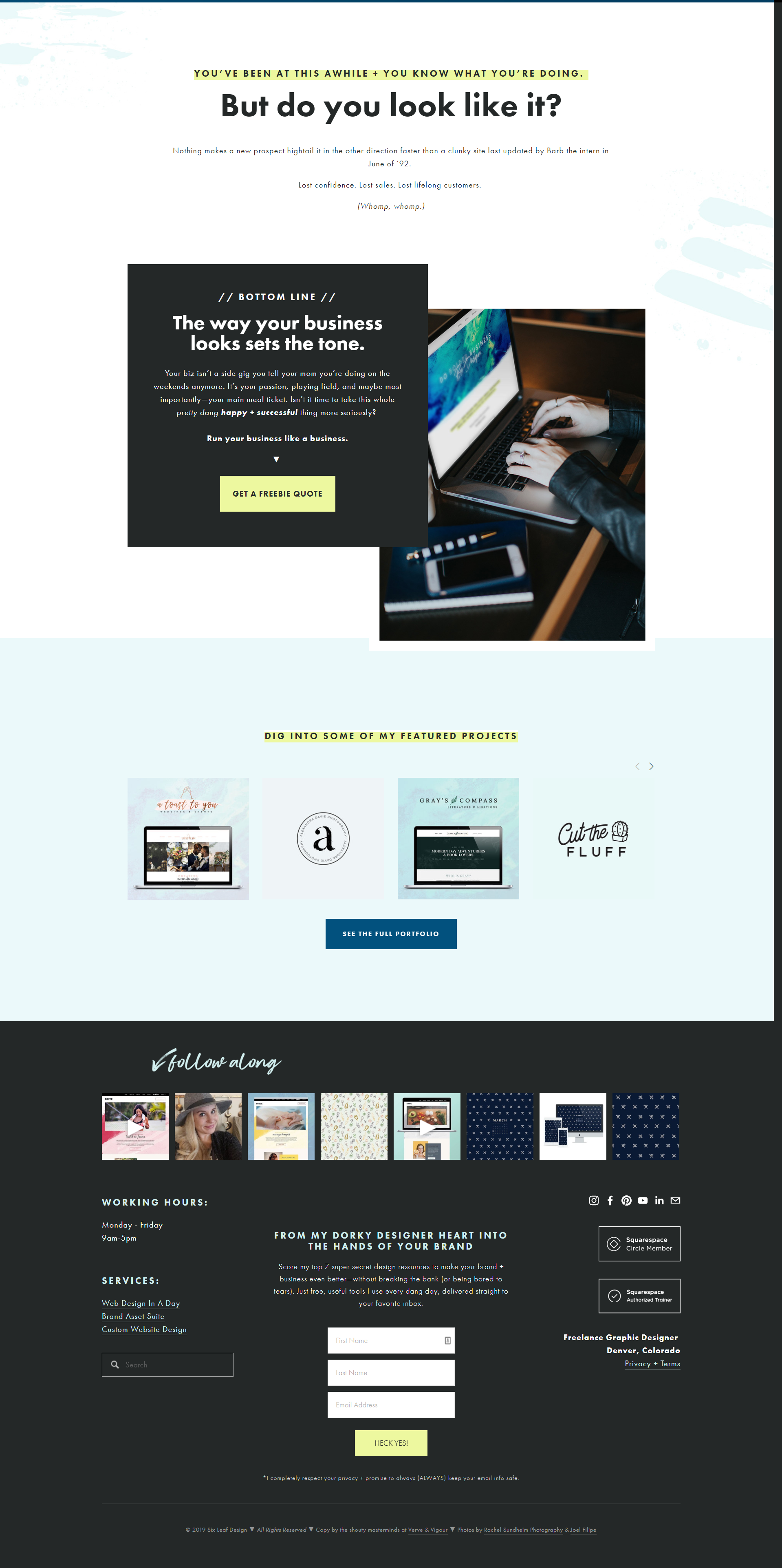 Six Leaf Design | Homepage | Verve & Vigour | Jess Manuszak | freelance print & web conversion copywriter | marketing writer | Denver, Colorado