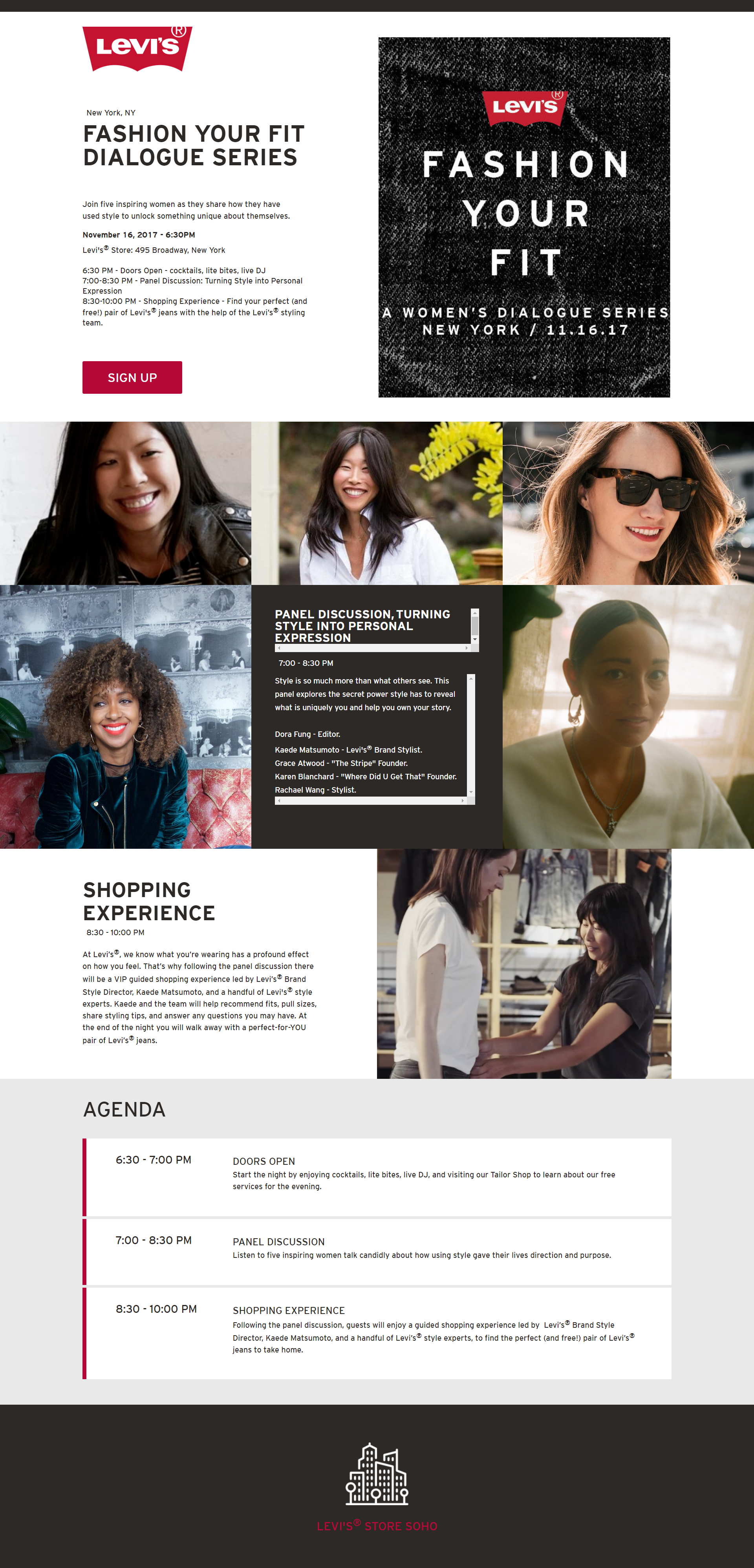 Levi's Fashion Your Fit Event | Landing & Sales Page
