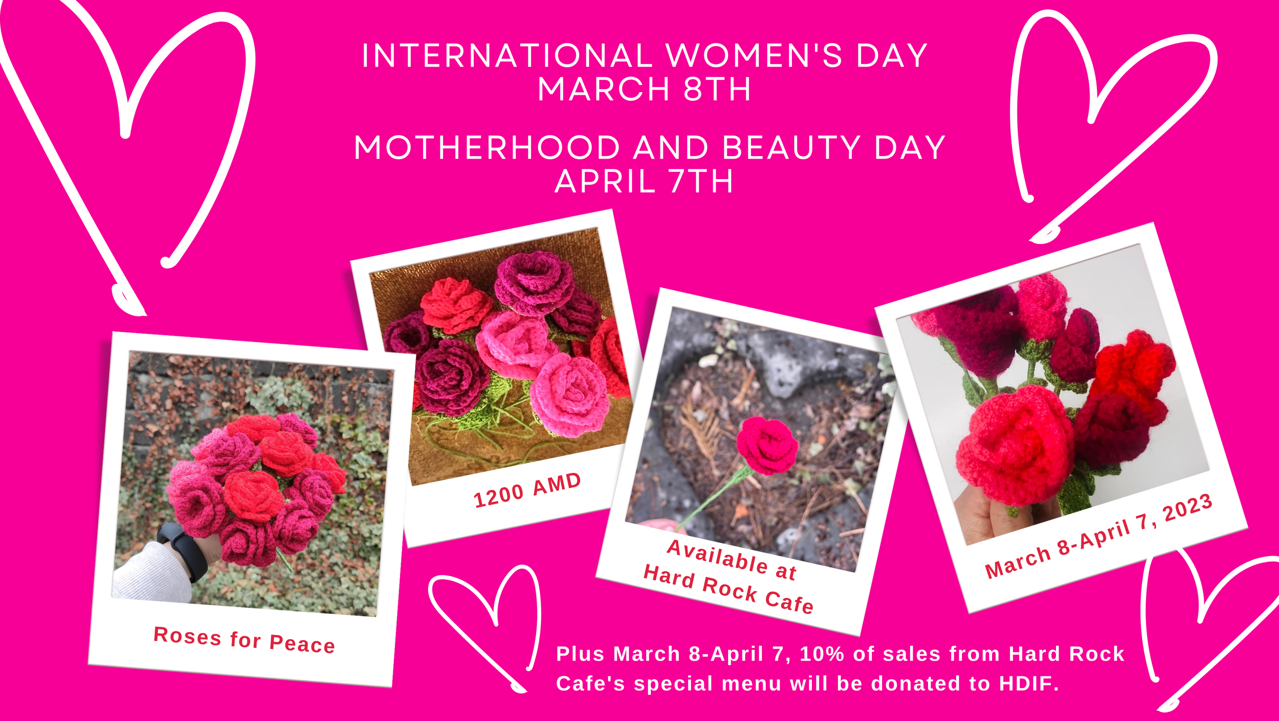 Hard Rock Cafe Selects HDIF as Women's Month Beneficiary and Sells Crocheted Roses in Restaurant Shop