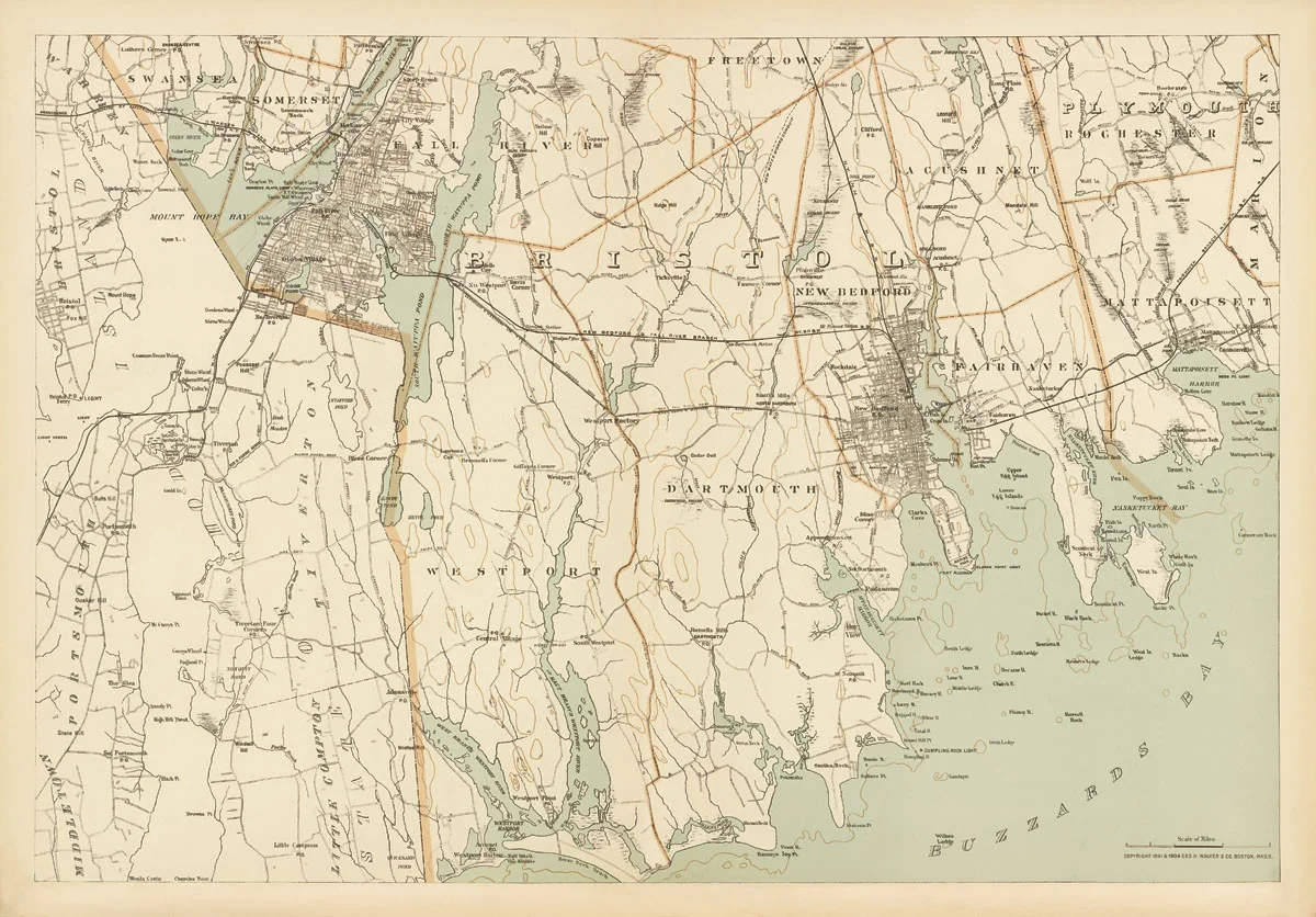 PP1666 Map of Dartmouth, Fall River, Mattapoisett, New Bedford