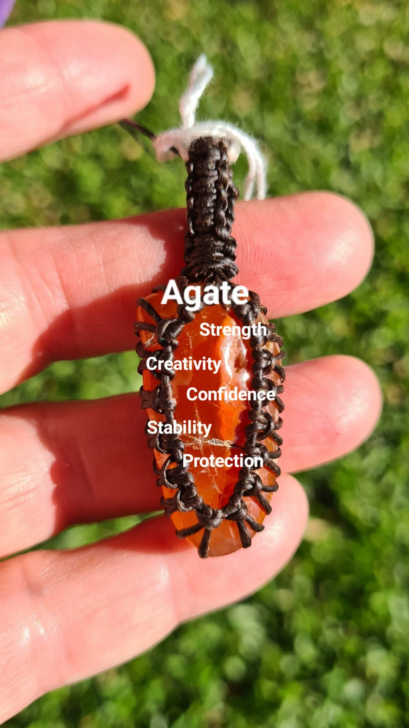 Macrame Wrapped Agate Pendant - AG002
