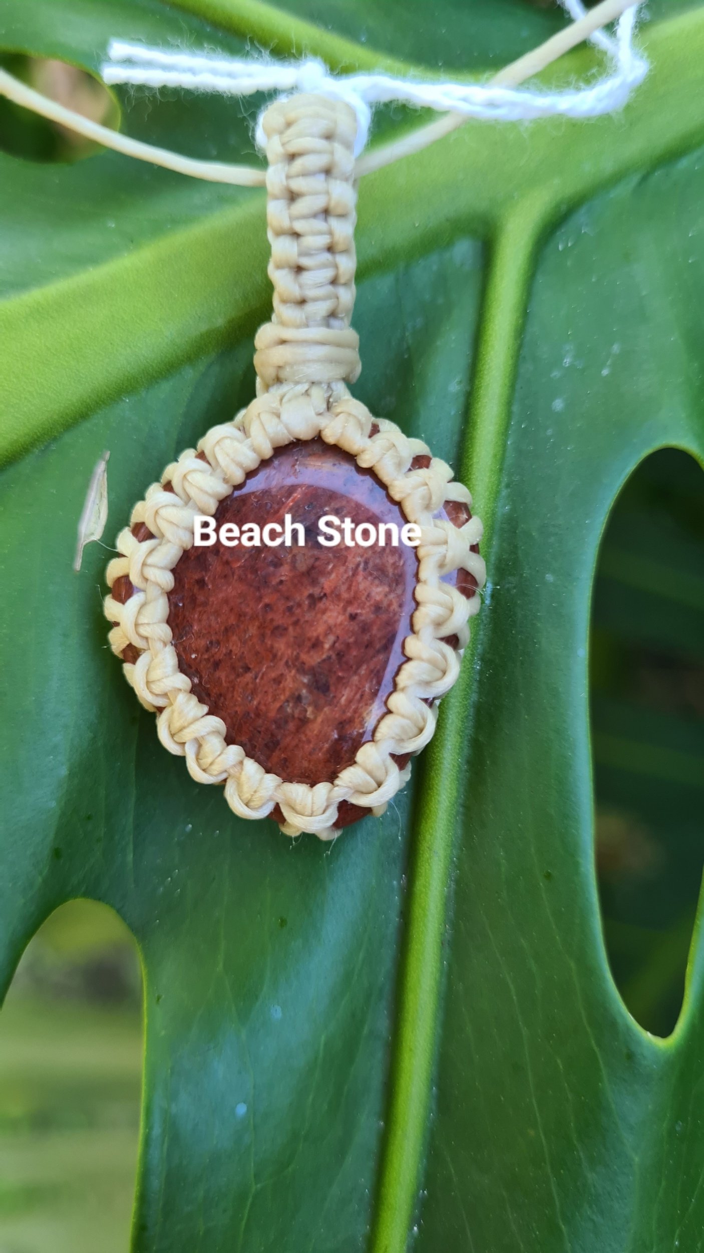 Tumbled Beach Stone Pendant - TB003