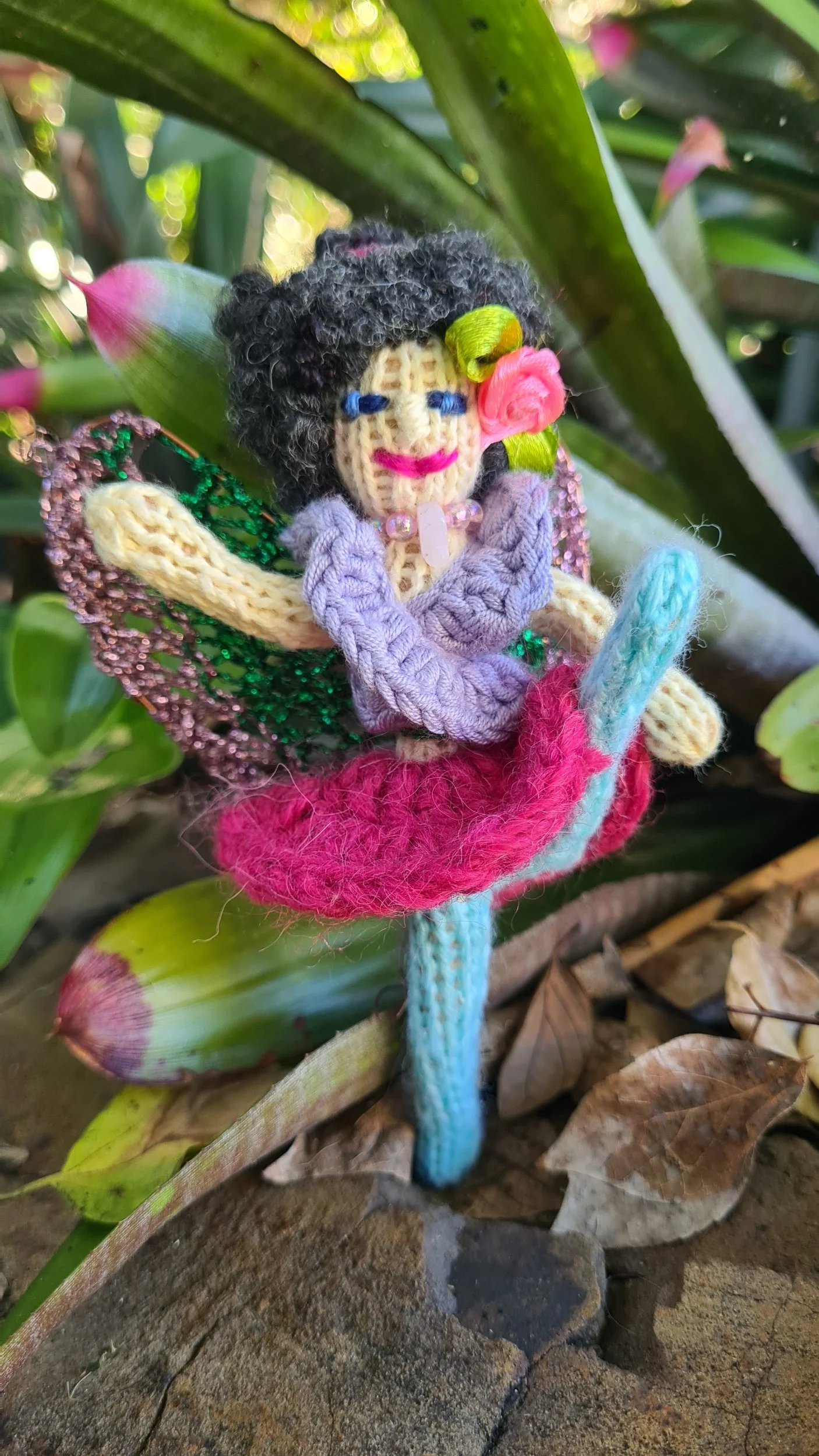 Rose the Ballet Faery, Knitted Poseable Faery