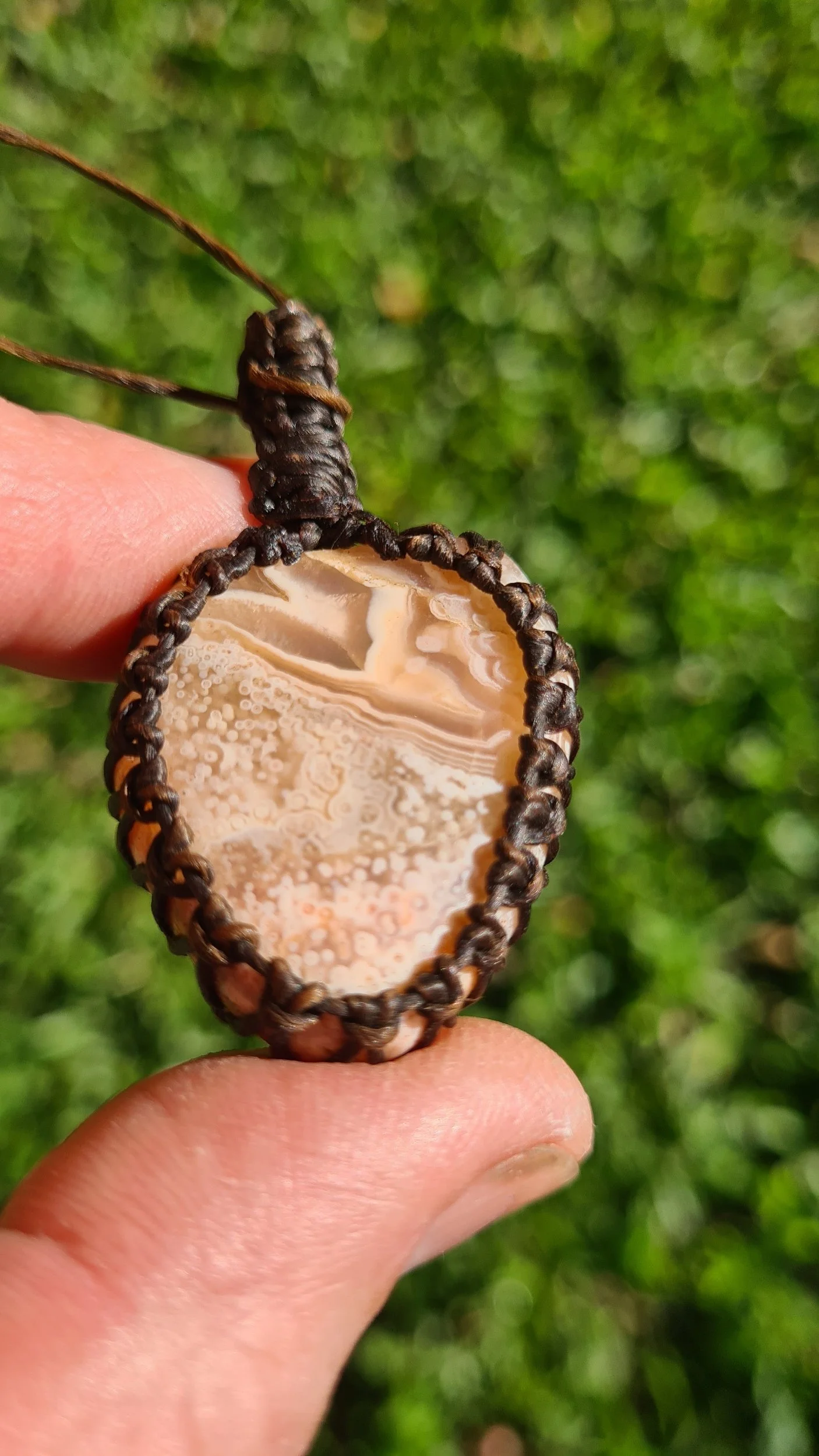 Macrame Wrapped Agate Pendant - AG003