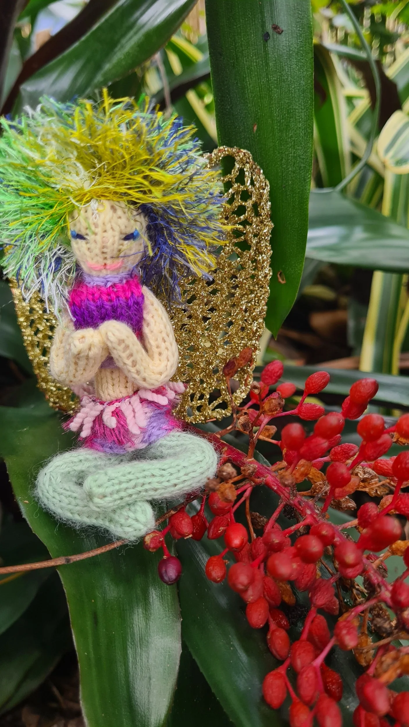 Fey, the Feral, Poseable Knitted Faery