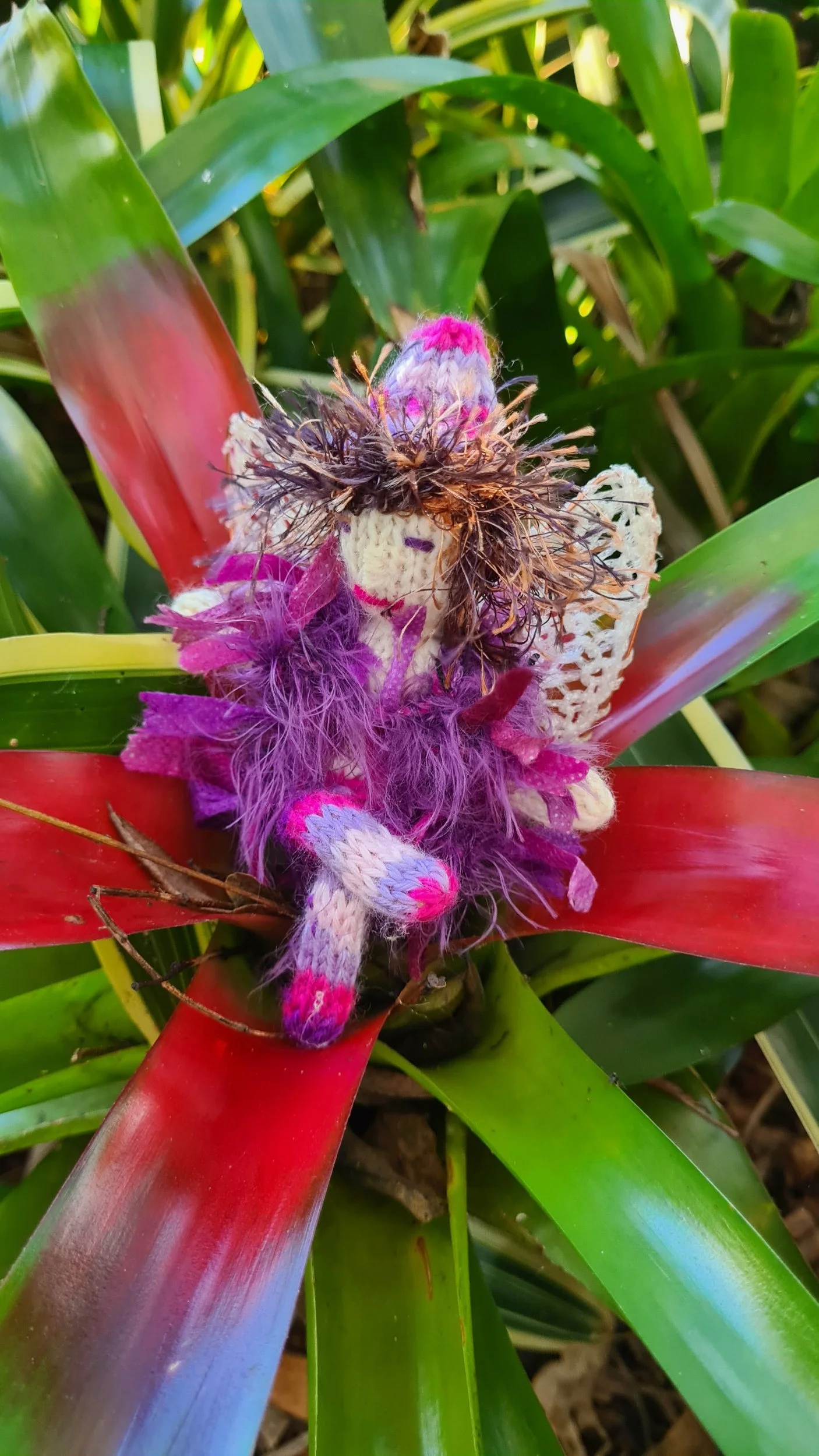 Sassy, Poseable Knitted Faery tones of pink and purple