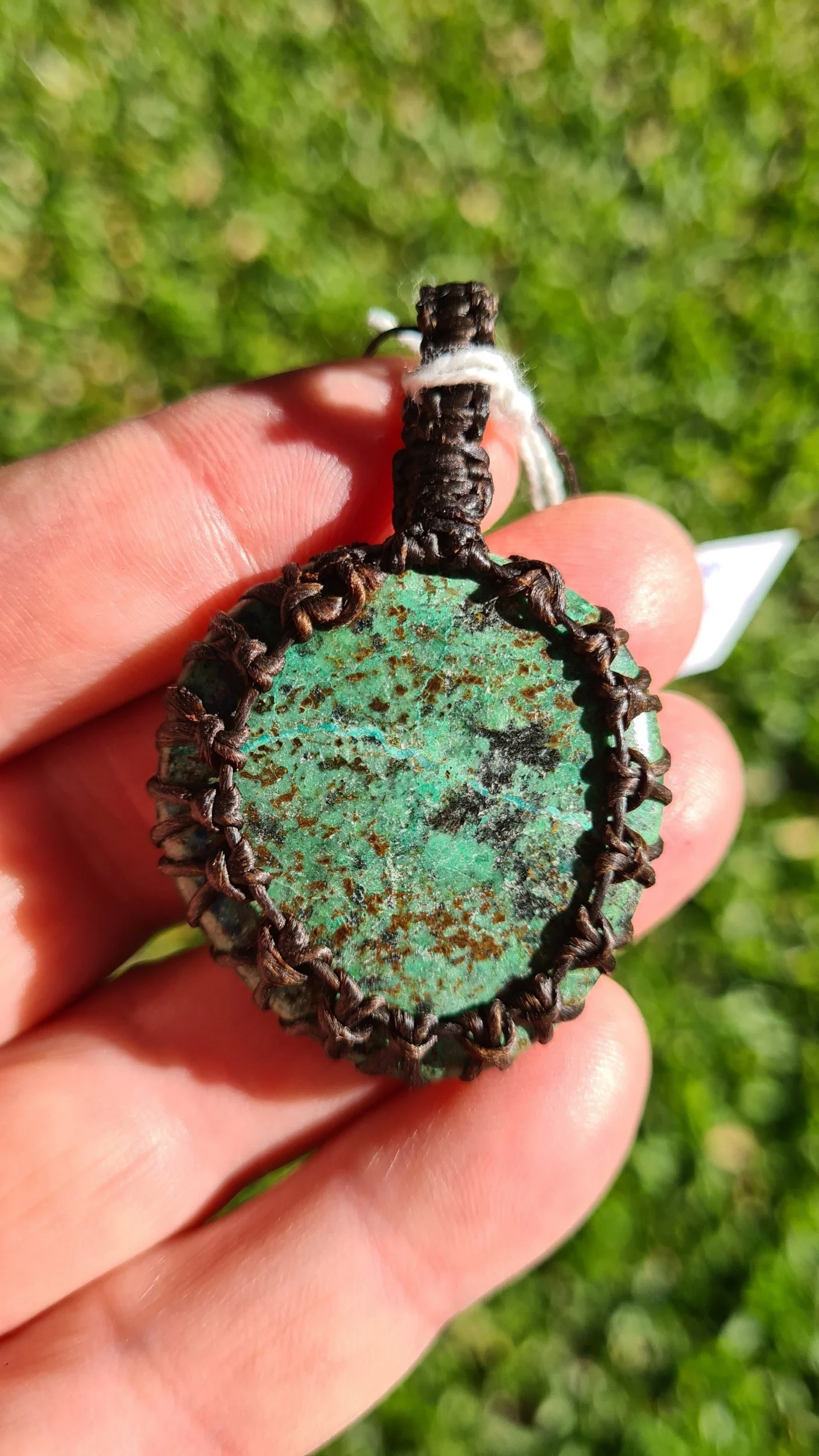 Macrame Wrapped Turquoise Pendant - TQ001