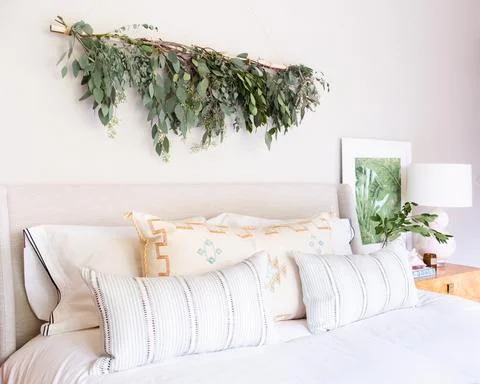 Designer, Jana Bek, created this awesome Eucalyptus garland from hardware store materials and greens from University Flower Shop . Design: Jana Bek / Photo by Marta Perez