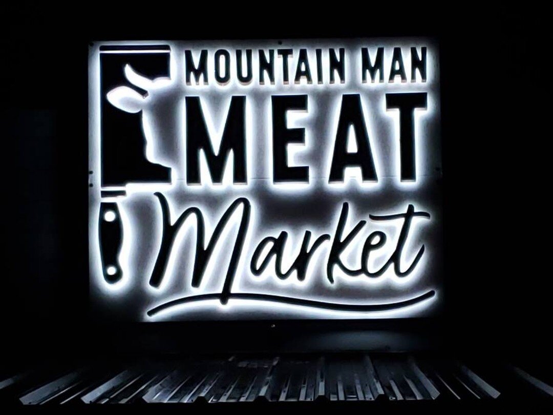 Lighting up the Hochatown night! Thank you to Mountain Man Meat Market for letting MightyM Designs build and install this Reverse Channel Letter sign! #hochatown #signage
