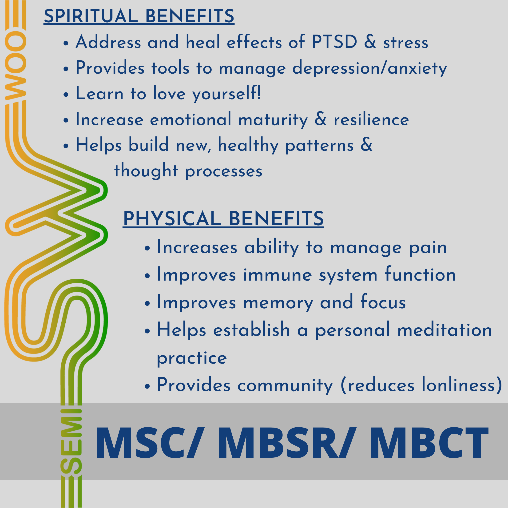 MSC/ MBSR/ MBCT: Magical Meditation Classes for anxiety, depression, PTSD and more!