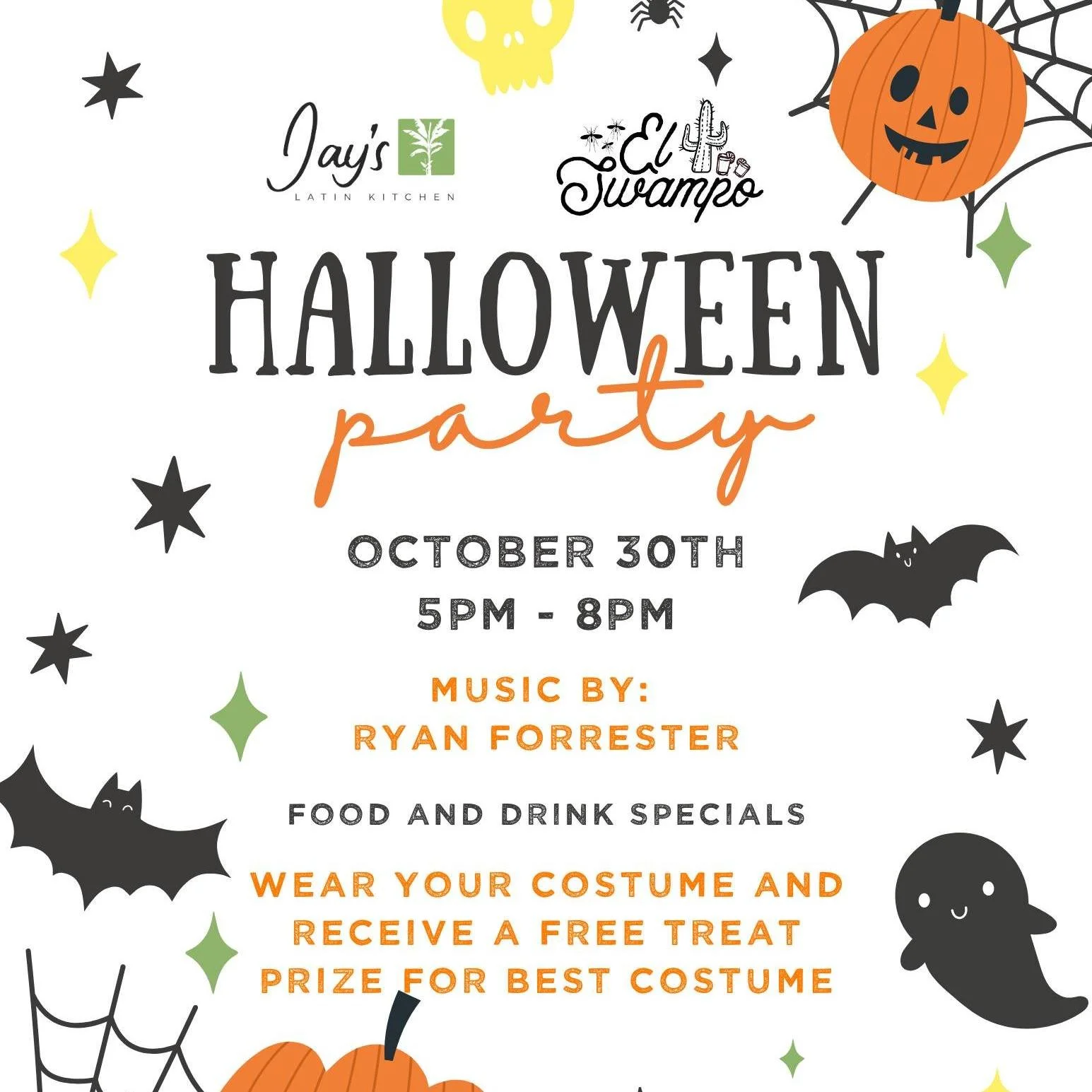 ✨ Thursday was such a blast! Huge thanks to Kevin Lee for bringing great vibes and amazing music to El Swampo — you were incredible! 🎶💚
Next up: we’re keeping the fun rolling with Ryan Forrester this Thursday for our Halloween-themed n