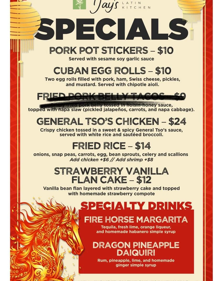 🚨 Update on our Chinese New Year specials! 🚨

While we are officially sold out of the pork belly tacos (thank youuu 🙌🔥), we still have everything else from the Chinese New Year menu available!

This is the LAST weekend to grab these specials &mda