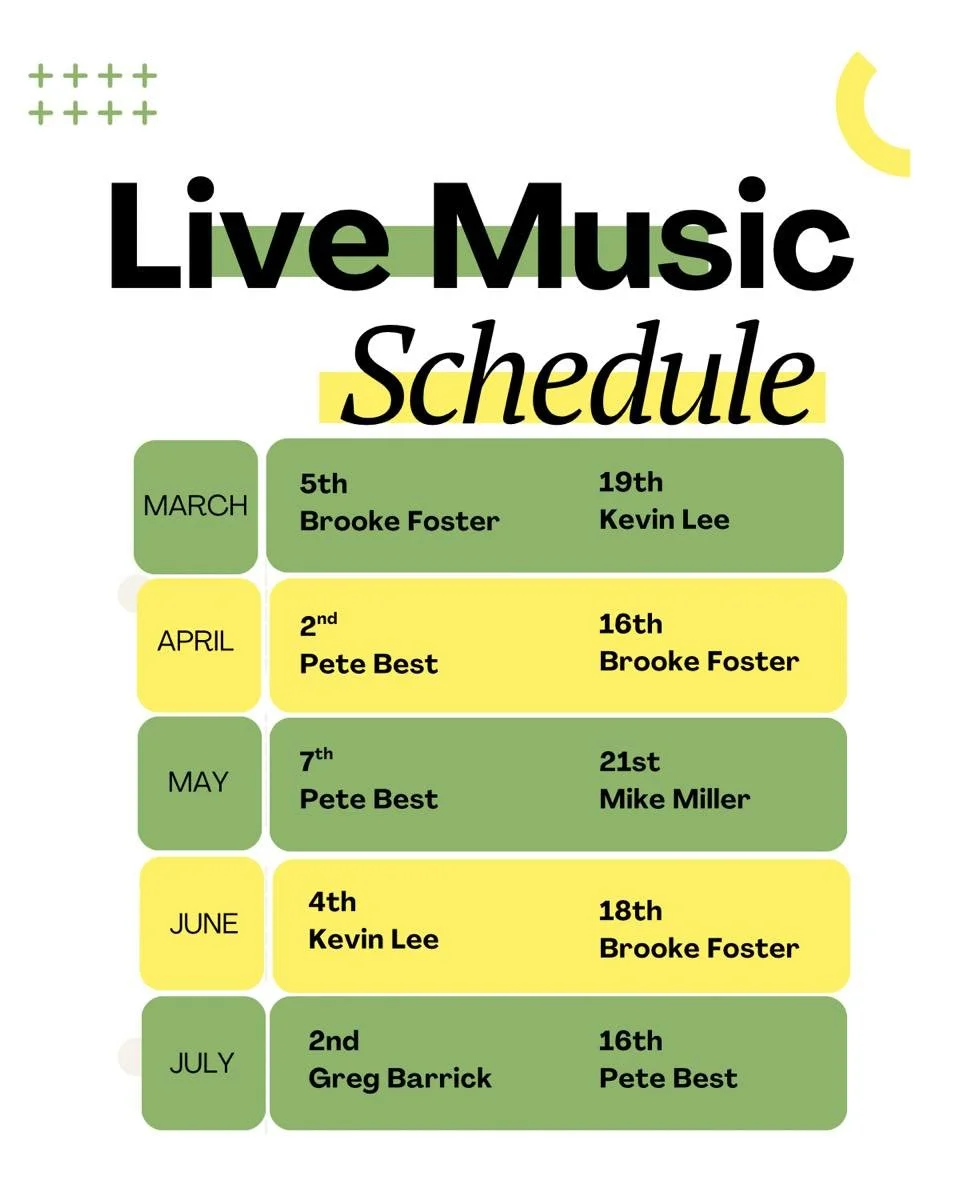 Spring is almost here and we are SO ready 🌸🎶

Live music is officially coming back to Jay&rsquo;s &mdash; starting NEXT WEEK! From March through November, we&rsquo;ll be hosting live music every 𝐟𝐢𝐫𝐬𝐭 &amp; 𝐭𝐡𝐢𝐫𝐝 𝐓𝐡𝐮𝐫𝐬𝐝𝐚𝐲 of the m