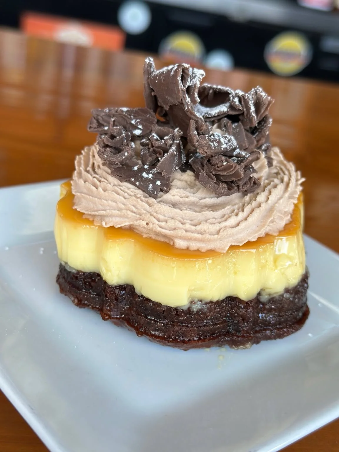 🍫 Take a look at our latest homemade flan&hellip;

Introducing Choco-Flan 😍

Layers of rich chocolate cake, silky vanilla bean flan, topped with chocolate whipped cream and chocolate shavings&hellip;

A true party of flavors in every bite ✨

💬 Who