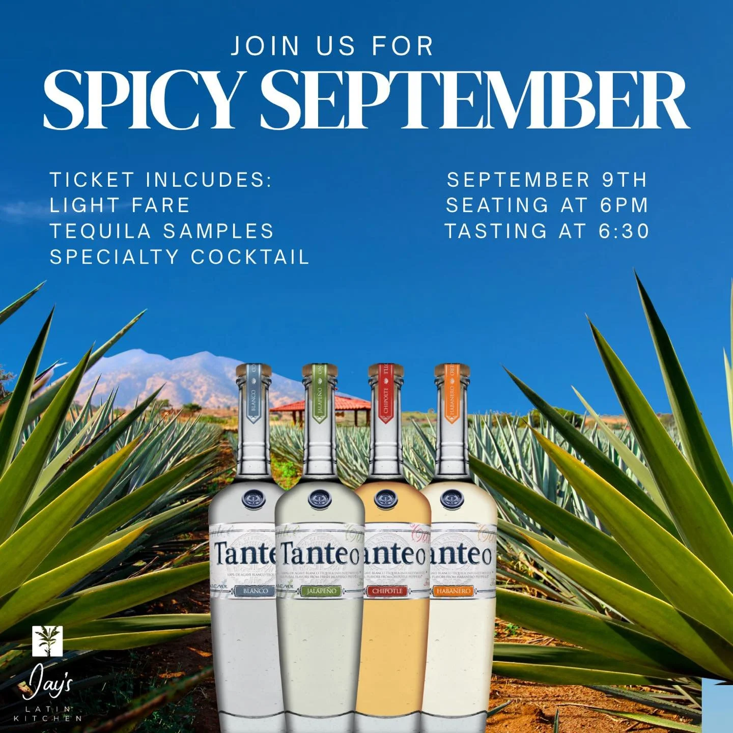 One week from RIGHT NOW&hellip; we&rsquo;ll be kicking off our next Tequila Tasting! 🕕🌶️🥃

This month we&rsquo;re turning up the heat with Spicy September, featuring Tanteo Tequila! 🔥

You&rsquo;ll enjoy three &frac12; oz tequila samples, a speci
