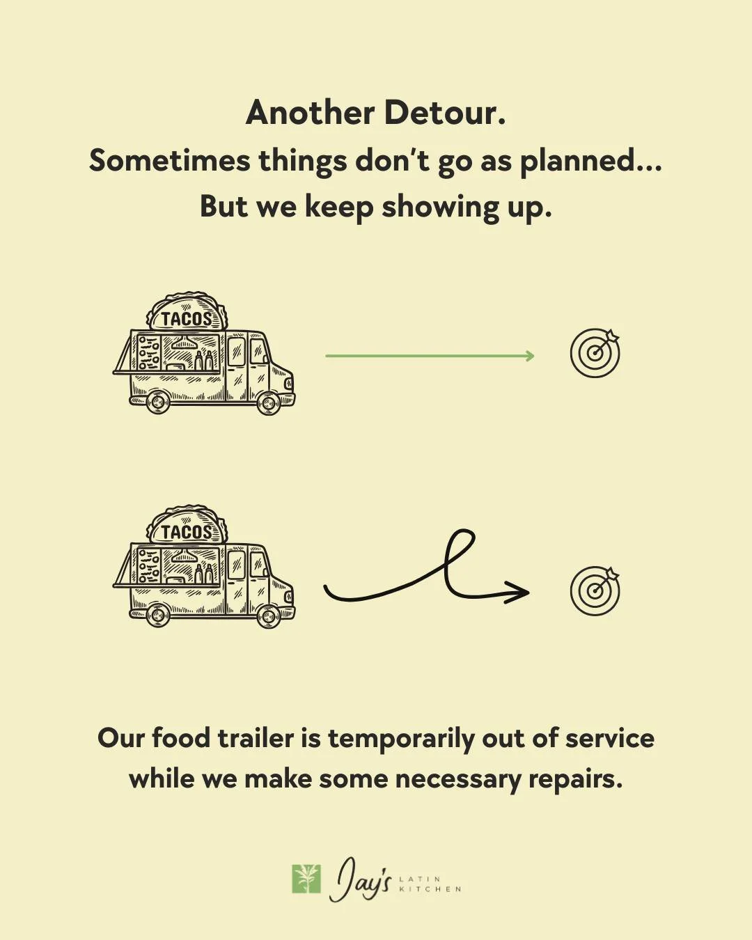 🚚 A FOOD TRAILER UPDATE&hellip;

This is not the kind of news we were hoping to share.

Unfortunately, our food trailer needs some repairs before we can safely get it back on the road, and despite our best efforts, we just can't get it fixed in time