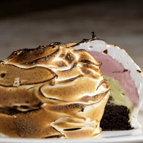 Spumoni Baked Alaska dessert from The Georgian Room in Santa Monica, California