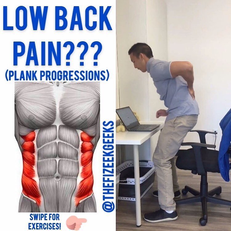 More planks + more planks done right=less low back pain?
🤔🤔🤔
Maybe, but one of the biggest concepts we were taught in physical therapy school is to identify primary limitations first before prescribing exercises. Your low back pain MAY be coming f