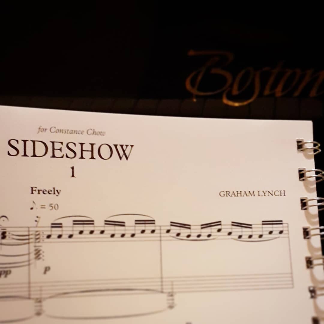 Current project👩&zwj;🏫

So excited and humbled to receive Sideshow from Graham Lynch. Looking forward giving its premiere when Covid is over!

Thank you Graham for dedicating this piece that was inspired by the circus and some paintings to me😊

.
