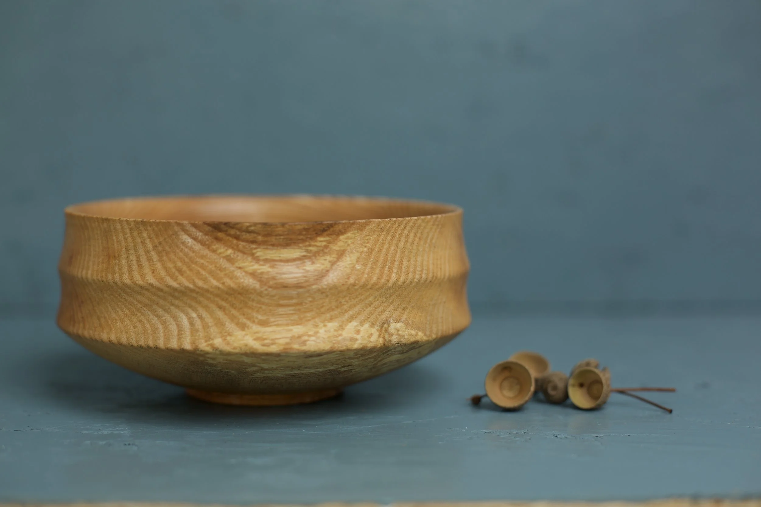 Ridged Small Oak Bowl
