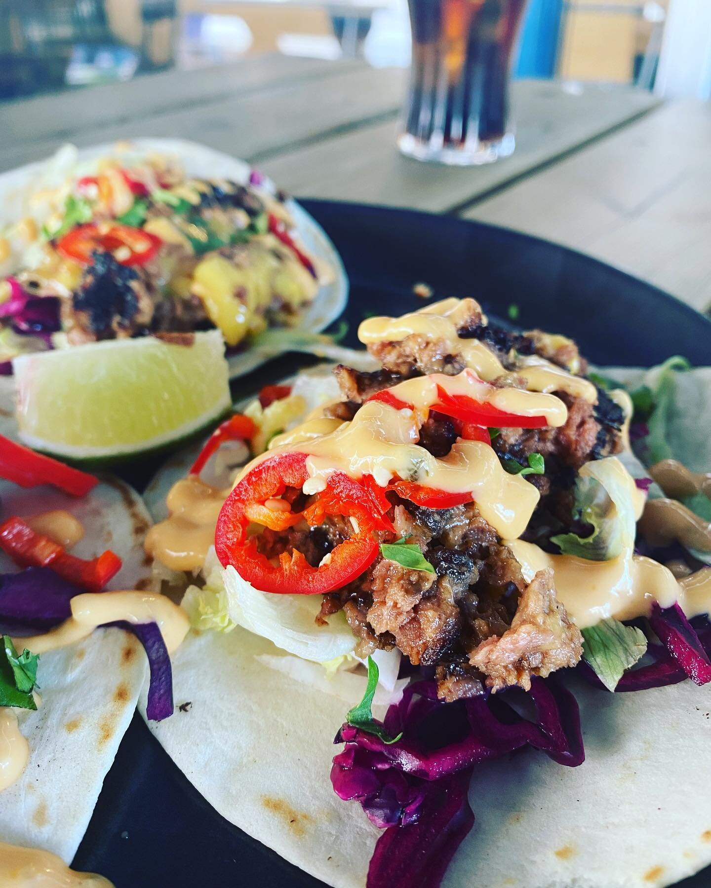 New on the menu! Our Vegan Cheeseburger Tacos are 👌. Made with plant based  @movingmountainsfoods smashed vegan burger patty, jalape&ntilde;o salsa, red cabbage, chilli, lettuce and vegan burger sauce 🌮🍸 - Taco Tuesdays are on with 1/2 price marga