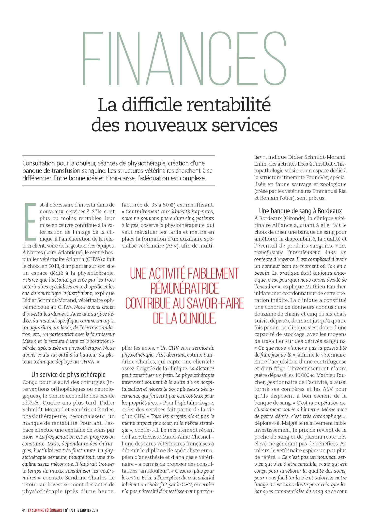 LA SEMAINE VÉTÉRINAIRE / 6 JANVIER 2017