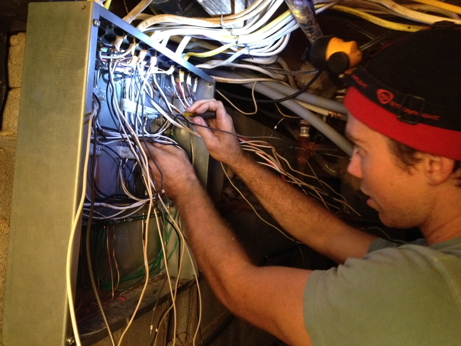Scott relocating everything to new panel box located in the garage.