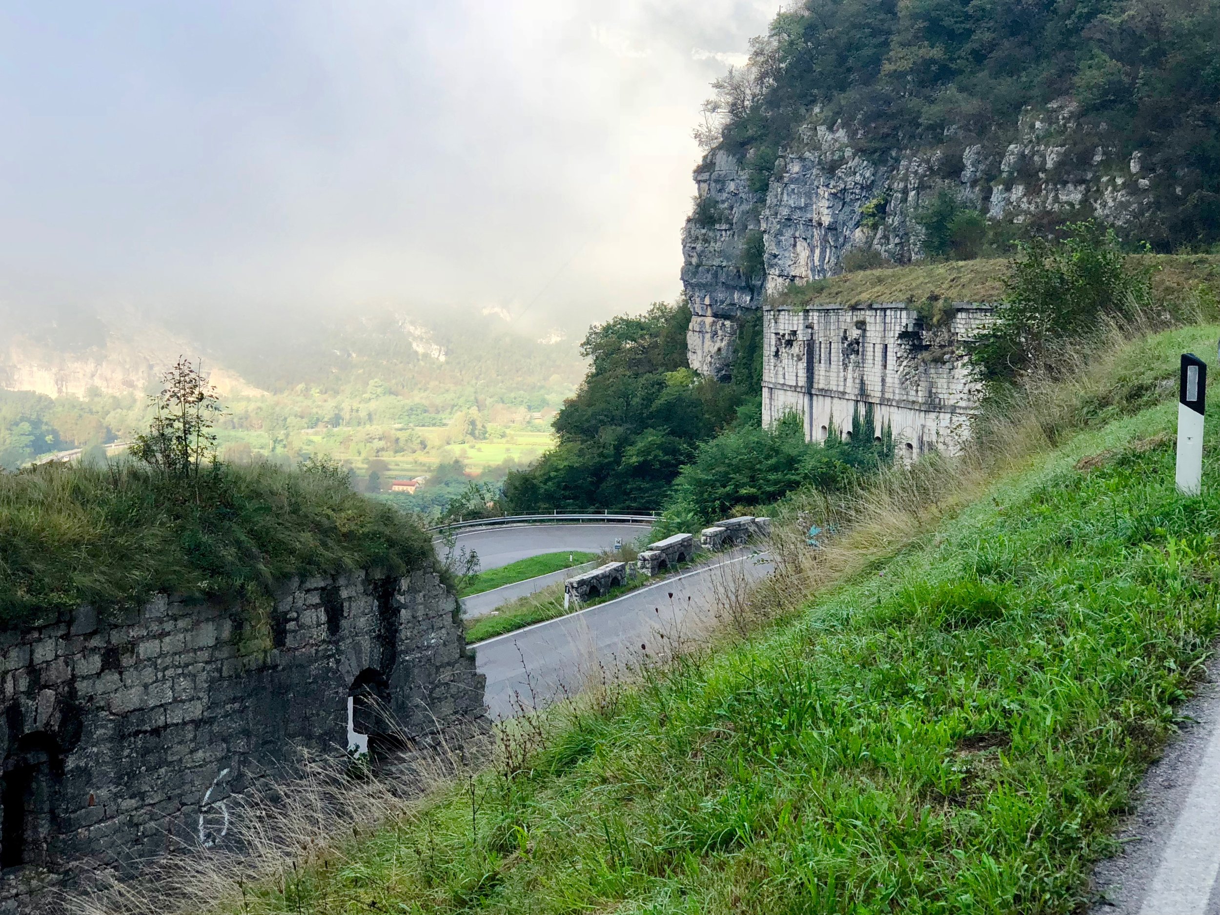 Italian World War I defenses on the side of a mountain