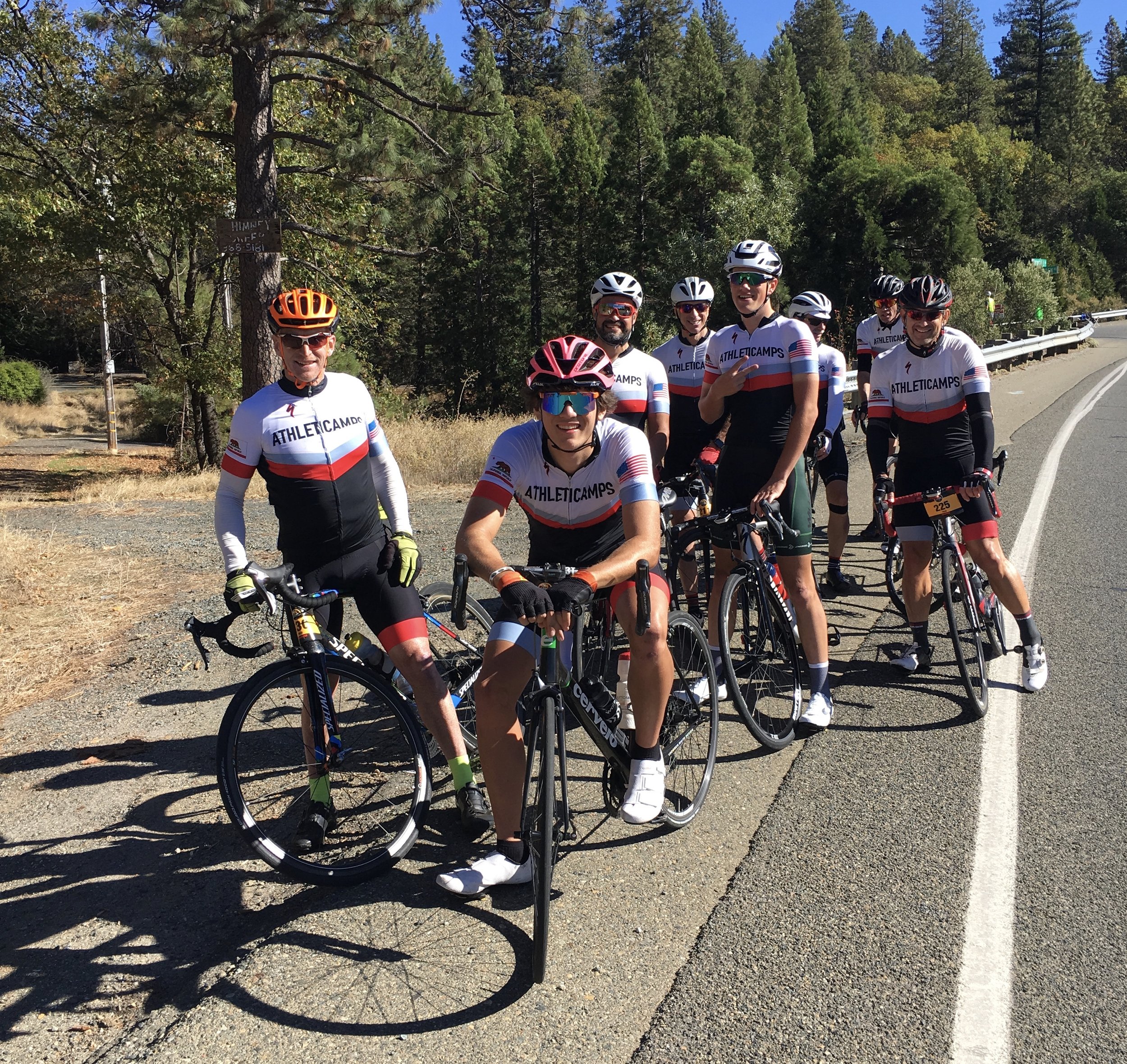 The gang on Foresthill road, ready to begin the ride back to Folsom