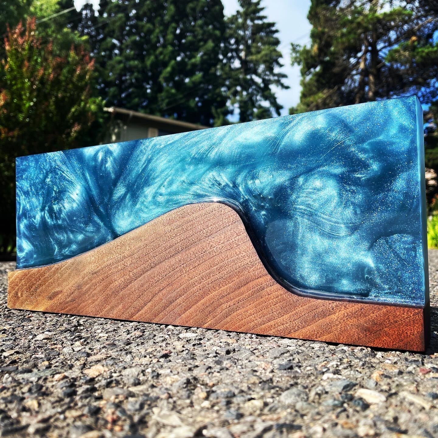 Wave - Walnut and Resin Art Piece