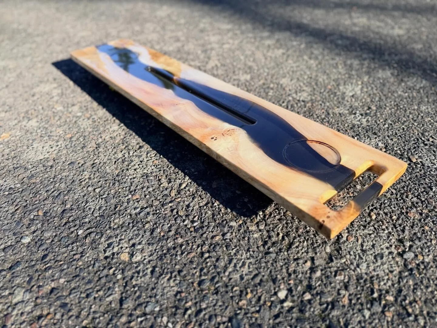 So this one had to come back due to a weird resin cure issue on the bottom.  Pretty much my worst nightmare, but my customer was a damn angel.  Unbelievably understanding and patient.  Got it fixed and the weather cooperated this time for photos.  On