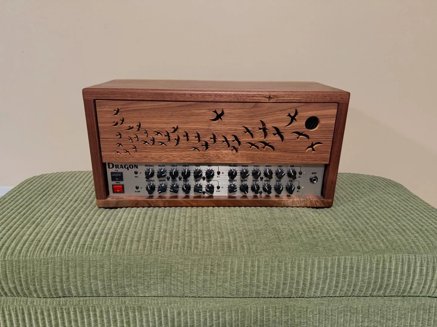 Custom made amp head box for my buddies at @parrotdiceguitars  This was way too much fun.  Solid walnut frame with furniture grade walnut ply and steel mesh front and back panels.  #crows @crabguitareffects #portland #custom #amphead