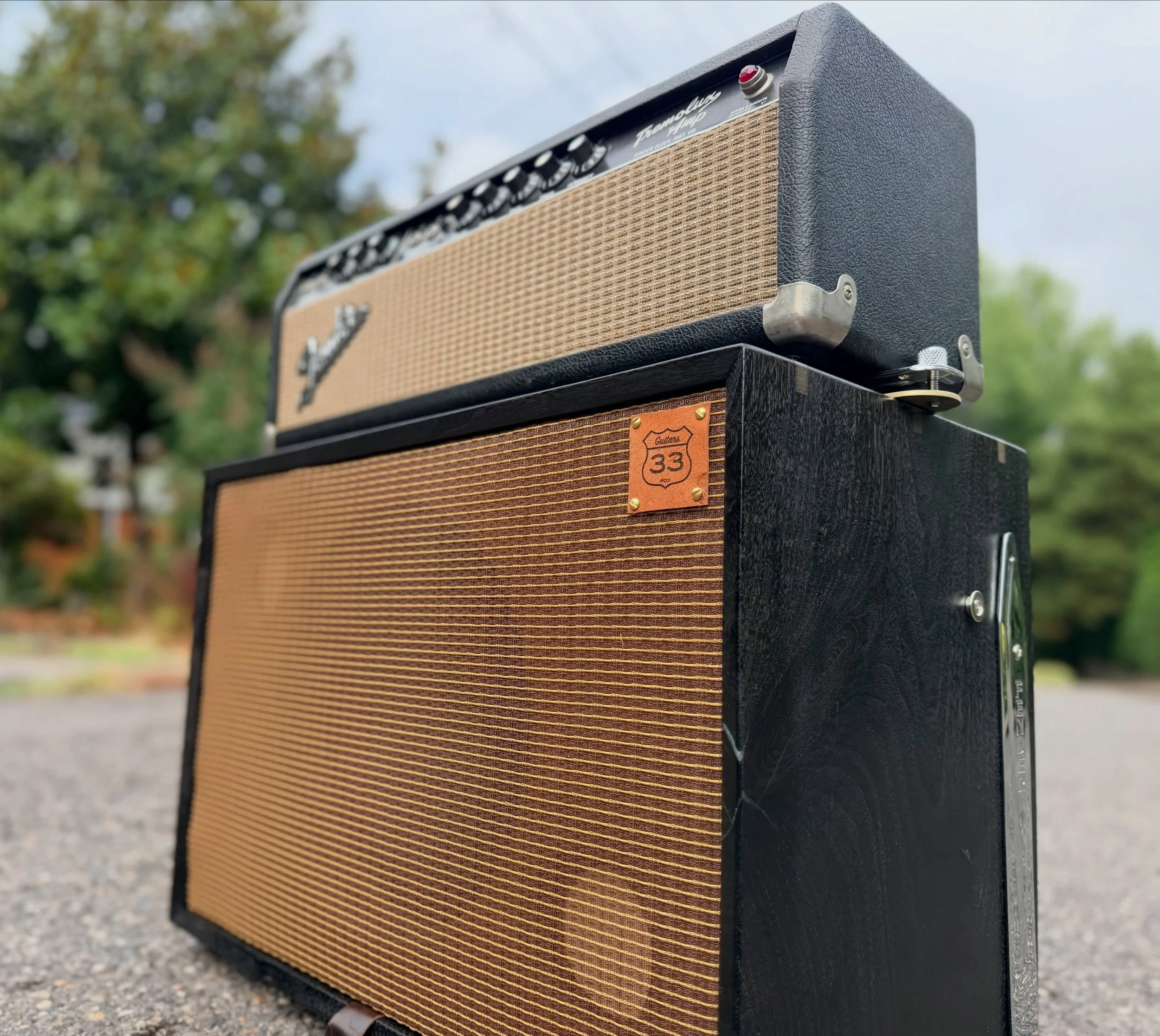 Custom 1x12 cab for my &lsquo;65 Tremolux! Huge thanks to the greatest music shop on the planet, @parrotdiceguitars for hooking me up with this amp. Turned a supro guy back into a fender guy.  Cabinet is solid 1 piece ebonized walnut with 3/4&rdquo; 