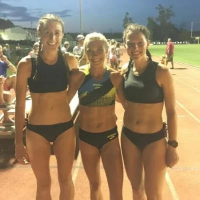 Rita and Erin cheesin' with Katie Mackey of the Brooks Beasts Track Club.