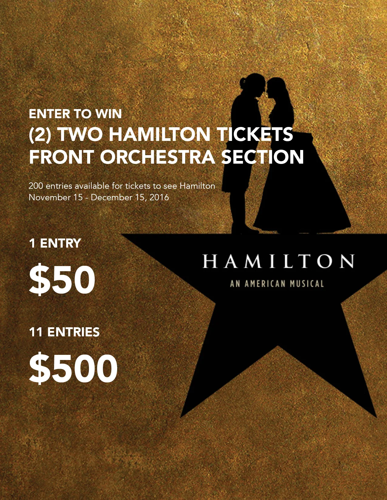 Gala attendees were able to purchase entries for a chance to win Hamilton tickets.