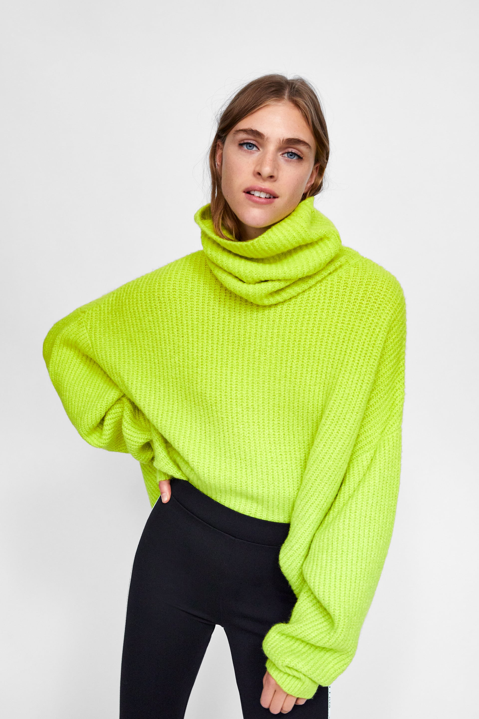 zara neon green jumper