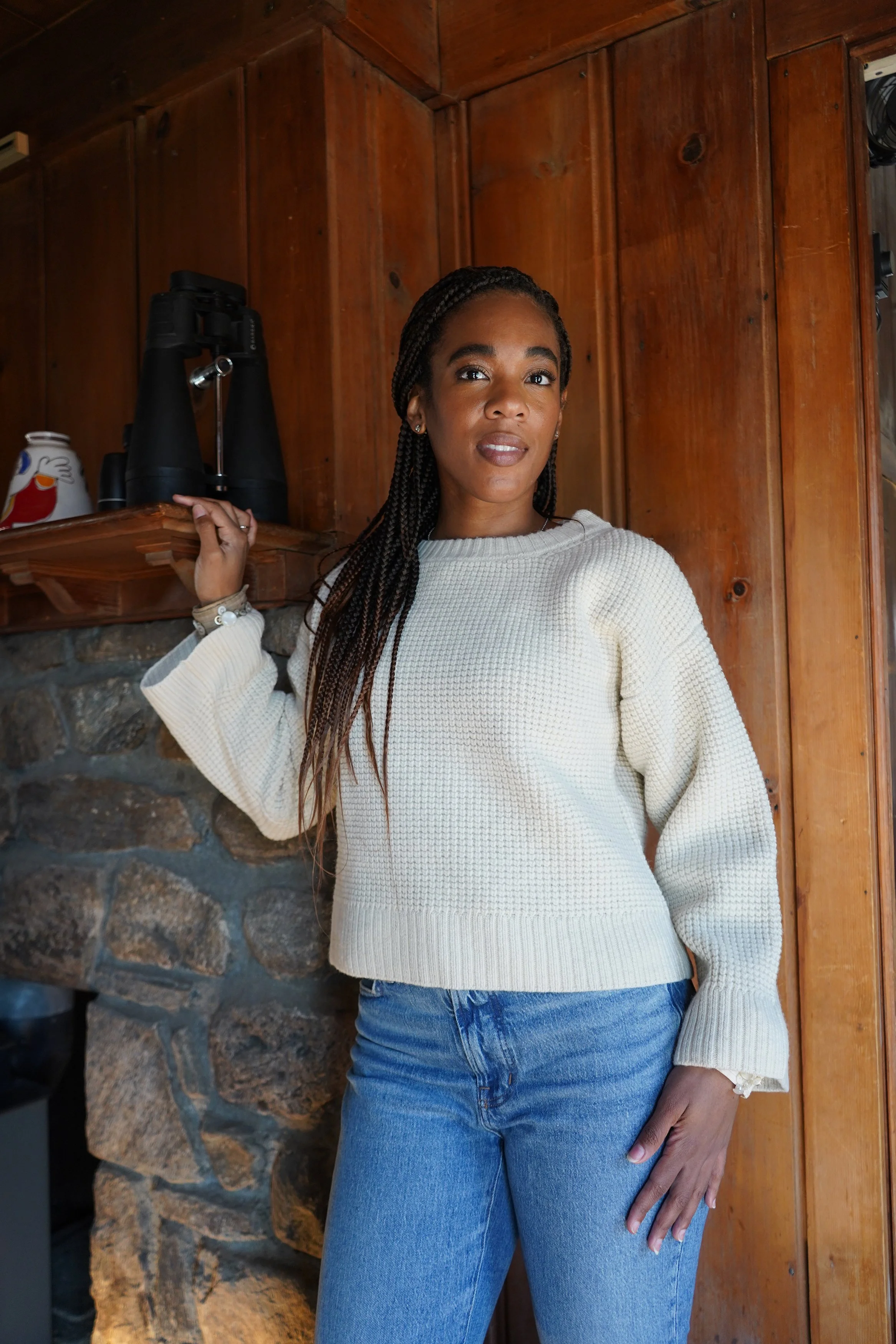 Cropped Waffle Sweater — NY Textile Lab