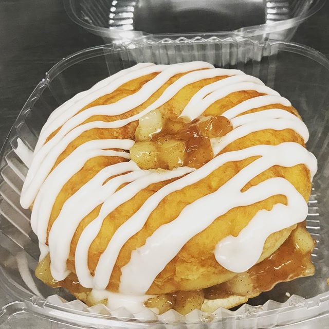 Hot apple pie donuts!! Tomorrow night only at our outside table during the food truck festival. Get ‘em while they’re hot (literally!)