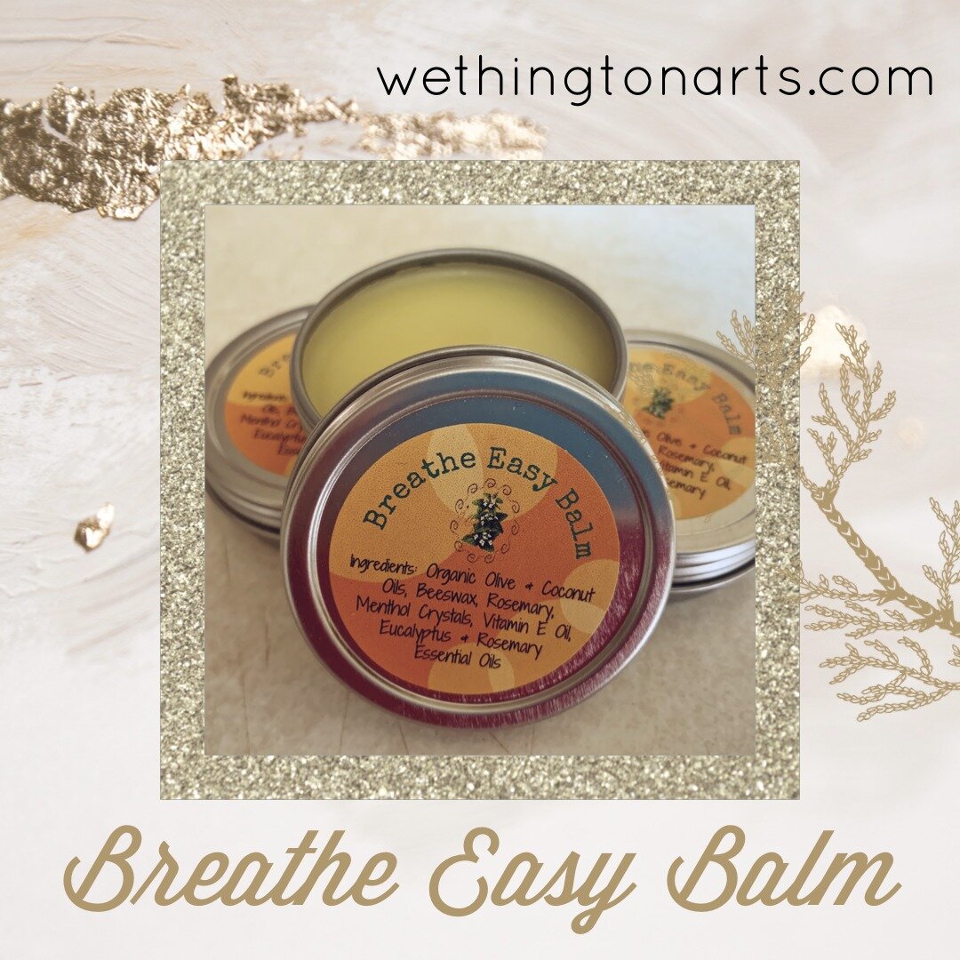 Allergy season is definitely here!  Our breath easy balm is formulated by our clinical herbalist to help open airways.  Available online at www.wethingtonarts.com

#breatheeasy #breatheeasybalm #naturalsalve #handcrafted #naturalbalm #wethingtonholis