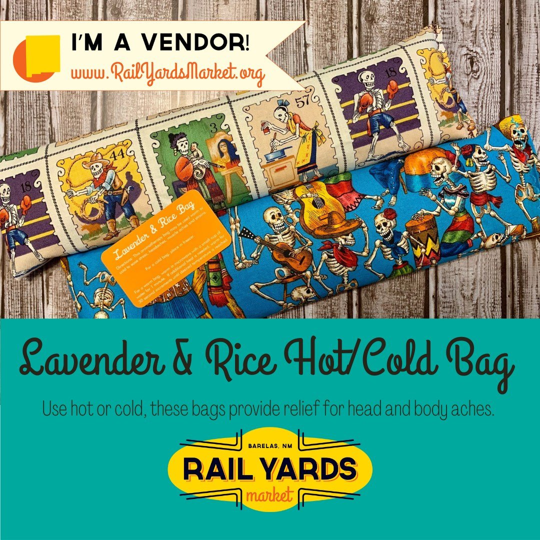 I know the weather has been a bit finicky lately, but summer will soon be here.  Did you know that our lavender bags can also be put in the freezer for cooling relief?? The choice is yours -- hot or cold!
#ABQRailyardsMarket #lavenderbags #soothingla