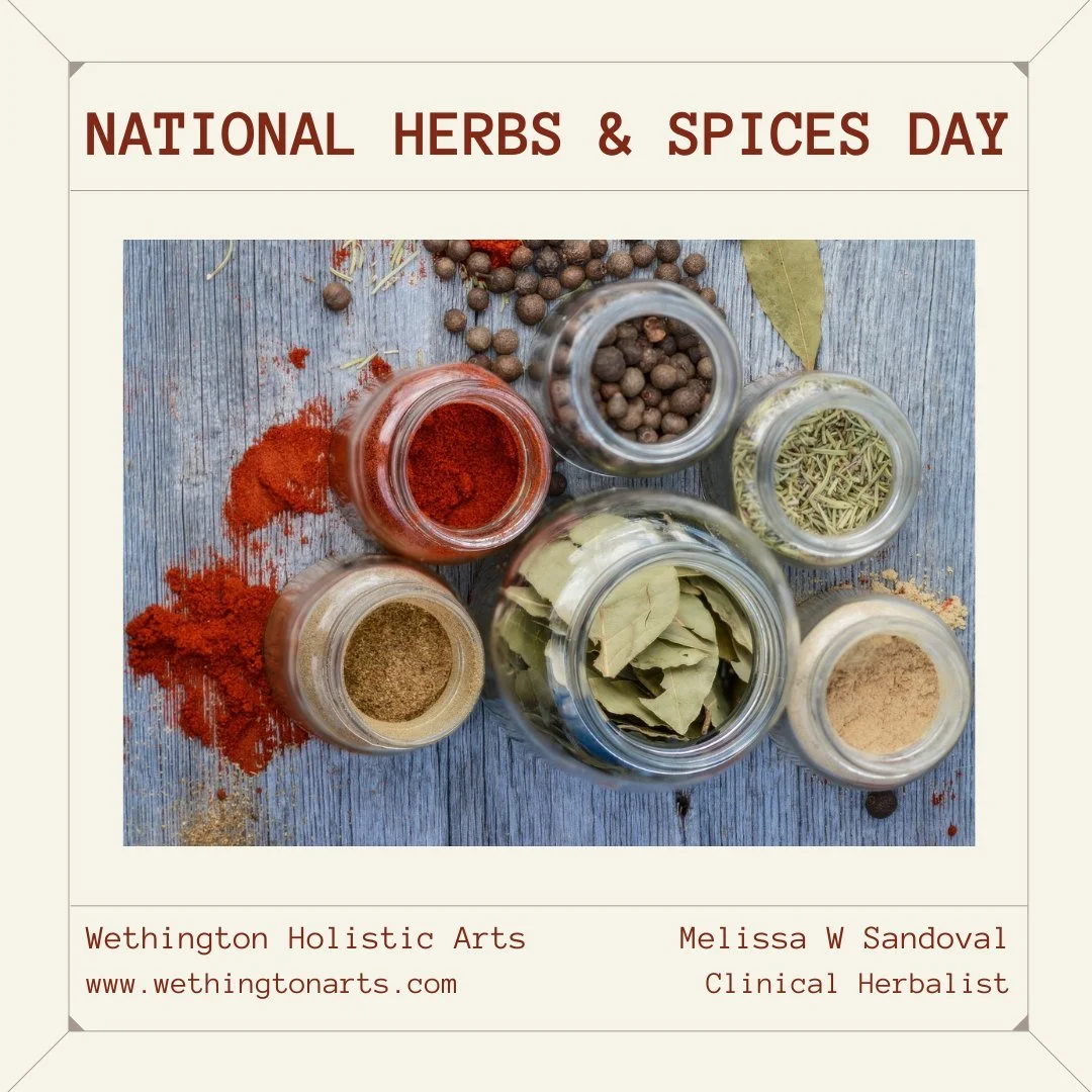 🌿✨ Happy National Herbs &amp; Spices Day! ✨🌶️
Today we're celebrating the colorful, aromatic heart of every kitchen and apothecary&mdash;herbs and spices! 💚 Whether you're seasoning your dinner or soothing your skin, these plant allies bring flavo